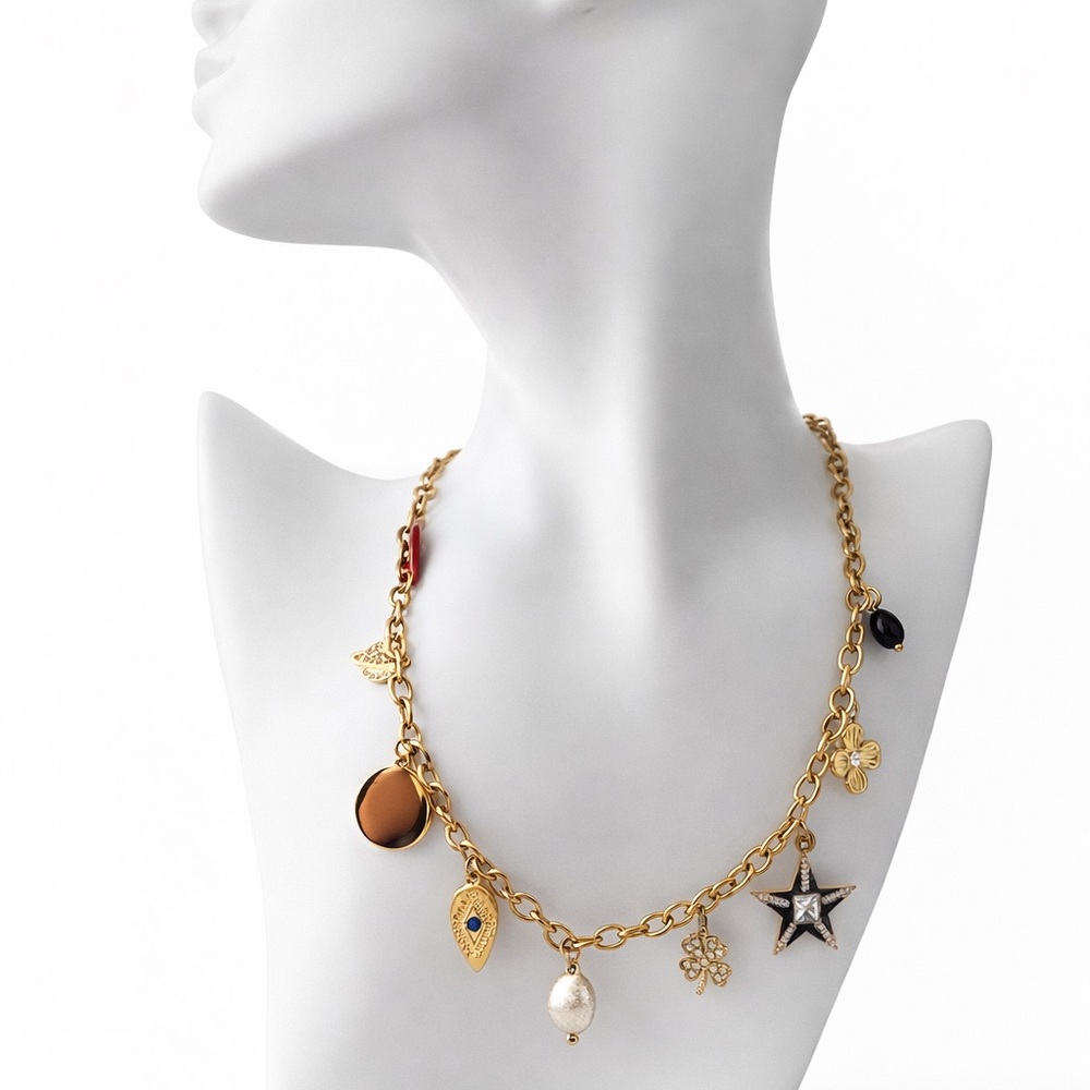 Adjustable 18K Gold Plated Charm Necklace | Statement Piece